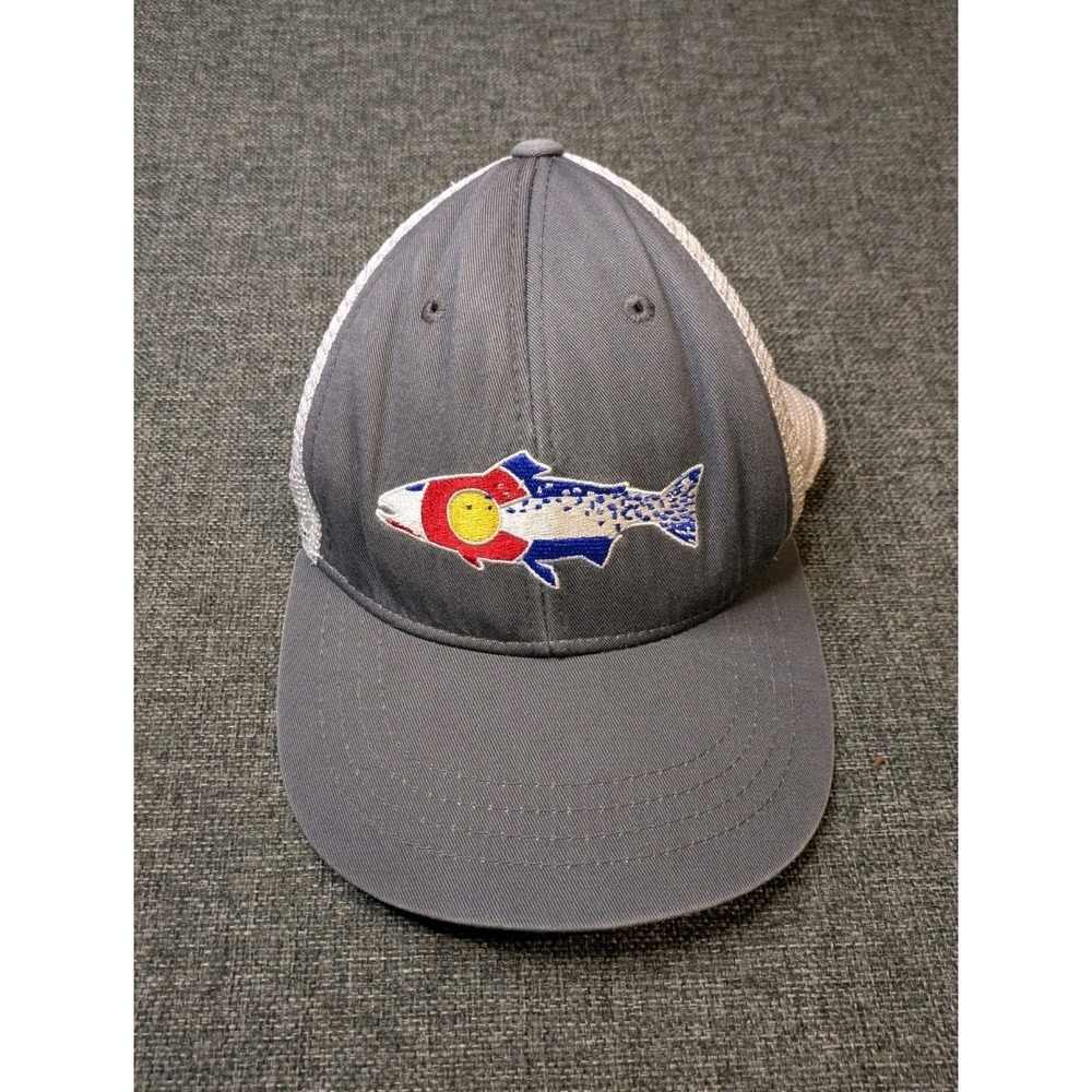RepYourWater Colorado Trout Flag Mesh Back Trucker Hat Gray / White Snapback Cap